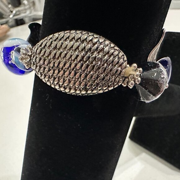 Vintage Handmade Evil Eye Lampwork Glass Bead Bracelet - Picture 2 of 7